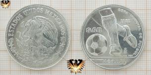 Mexico 86, $ 50 Pesos, Copa Mundial de Futbol, WM, Fußballmünze, Siber, Plata 720  T1
