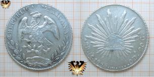 Münze Republica Mexicana 1883, 8 R Reales, MO 20 G, Mexiko Silber