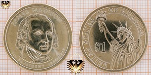 1 Dollar, USA, 2007, D, James Madison, 4th President 1809-1817