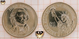 1 Dollar, USA, 2007, D, John Adams, 2nd President 1797-1801, Golden Dollar