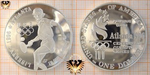 1 Dollar, USA, 1996, Tennis, Atlanta Olympics, Silbermünze