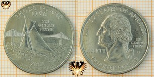 Quarter Dollar, USA, 2001, D, Rhode Island 1790, The Ocean State