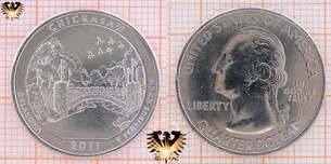 Quarter Dollar, USA, 2011, D, Chicksaw, Oklahoma, America the Beautiful