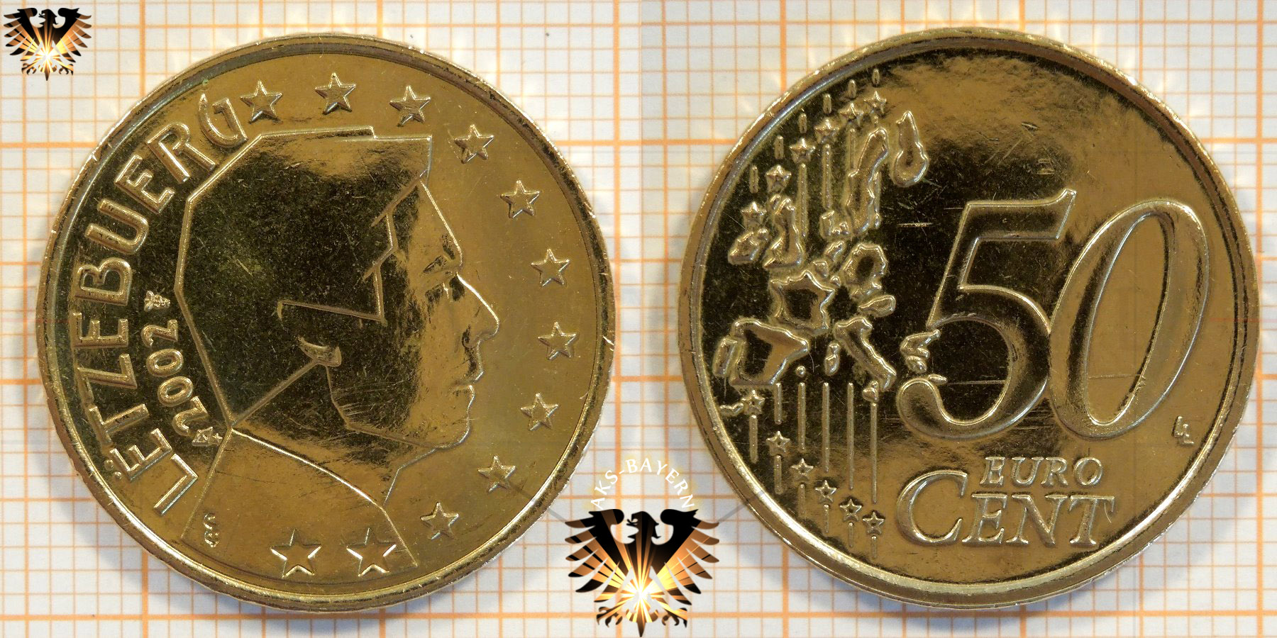 50 Euro-Cent, Luxemburg, 2002, nominal1800 x 900