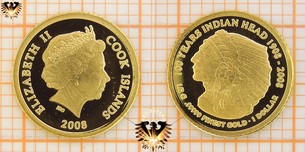1 Dollar, Cook Islands, 2008, 100 Years Indian Head Goldmünze