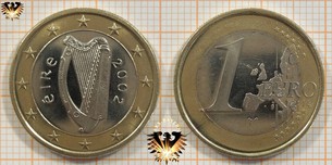 1 Euro, Irland, 2002, nominal, keltische Harfe  