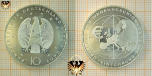 10 €, BRD, 2002, F, Übergang zur Währungsunion, Einführung des Euro - Bilder vom Numisblatt 1/2002