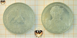 10 €, BRD, 2003, J, 200. Geburtstag des Chemikers Justus von Liebig, Silbergedenkmünze und Numisblatt 2/2003