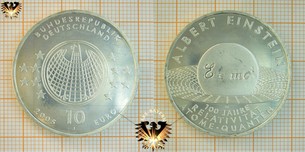 10 €, BRD, 2005, J, Albert Einstein, 100 Jahre Relativität Atome Quanten