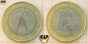 1 €, BRD,  2002 D, nominal Deutschland