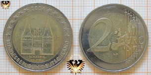 2 €, BRD, 2006, Gedenkmünze Bundesländer, Schleswig Holstein Holstentor