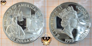 50 Dollars, 1993, Cook Islands, 500 Years of America, Diego de Velasques