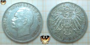 5 Mark Baden Kaiserreich Silbermünze, 1908-1913 G, Grossherzog Friedrich II  