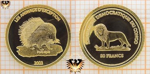 Congo, 20 Francs, 2003, Les Animaux D  Vorschaubild
