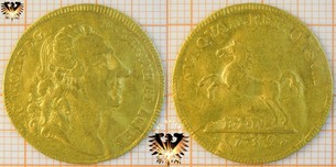 Gold Dukat 1739 B.I.D, Carolus Brvns. Lvneb. Goldmünze