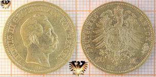 Hessen 20 M, Goldmark Münze, 1872 und 1873 H, Ludwig III, Grosherzog | Preis