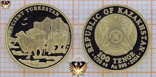 Kazakhstan, 100 Tenge, 2004, Ancient Turkestan, 1/25 oz Feingoldmünze, Kamel - Republic of Kazakhstan