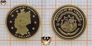 Liberia, 25 Dollars, 2003, Eurocountry Germany, Goldmünze