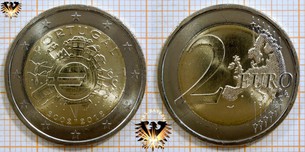 2 Euro, Portugal, 2012, nominal, Sammlermünze, 10 Jahre Euro