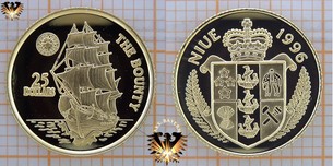 Niue, 25 Dollars, 1996, The Bounty, 1/25 oz Goldmünze