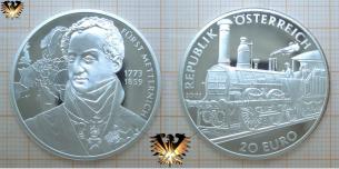 Münze Österreich, Wert 20 Euro, 2003 Gedenkmünze Metternich  
