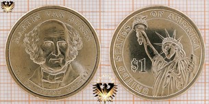 1 Dollar, USA, 2008, D, Martin van Buren, 8th President 1837-1841, Gedenkmünze