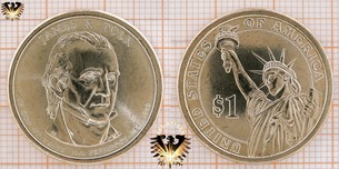 1 Dollar, USA, 2009, D, James K. Polk, 11th President 1845-1849, Golddollar